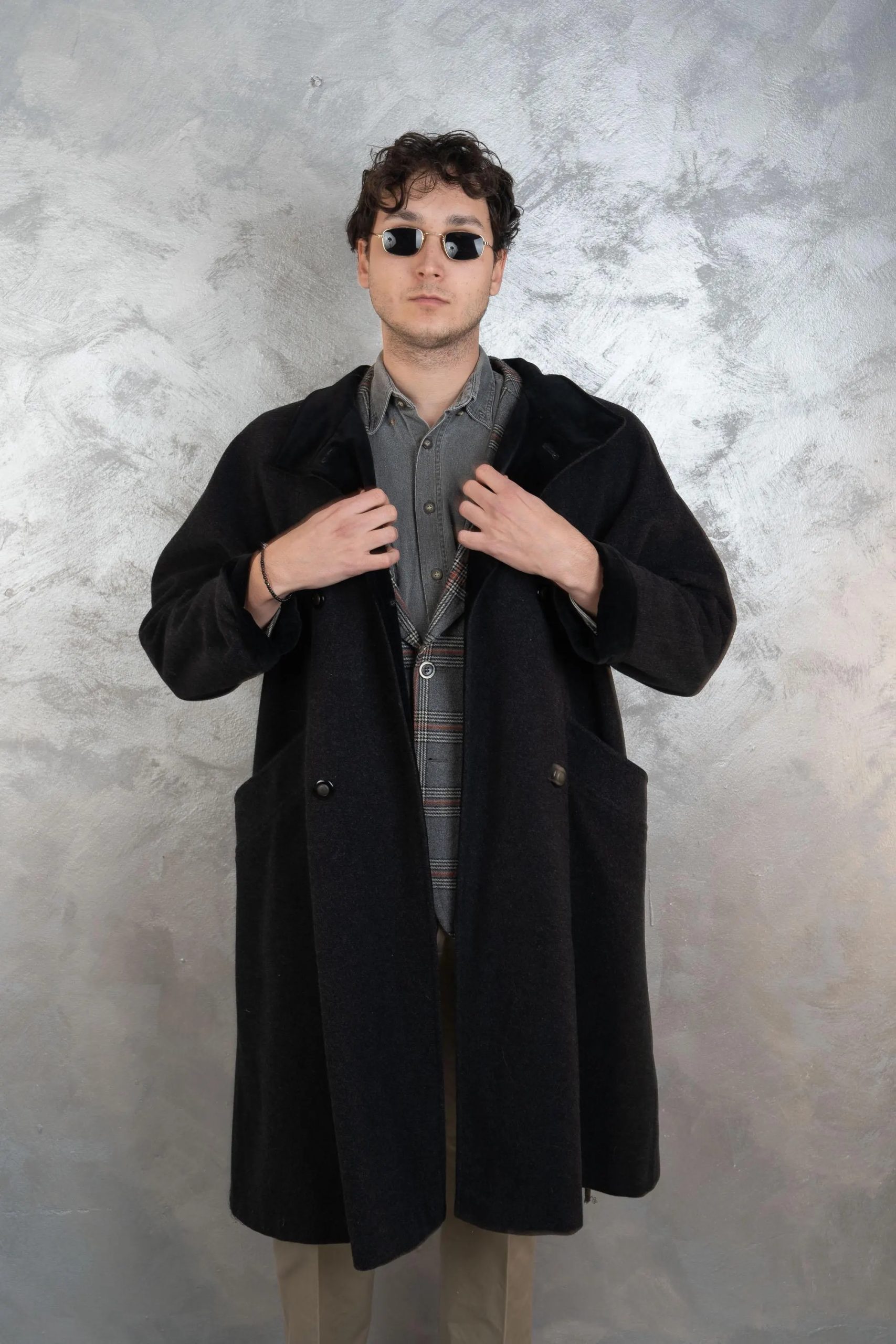 Charcoal Black Double-Breasted Coat